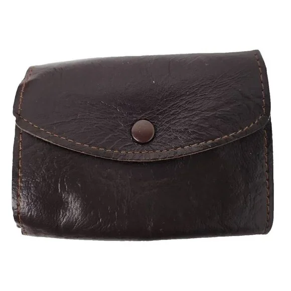 Vintage 70s Tex Tan Trifold Brown Leather Wallet Key Case Card Case Snap Closure - Picture 1 of 9